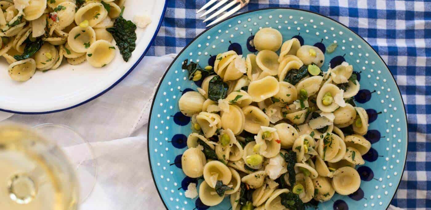 ORECCHIETTE WITH BROAD BEANS & TUSCAN KALE